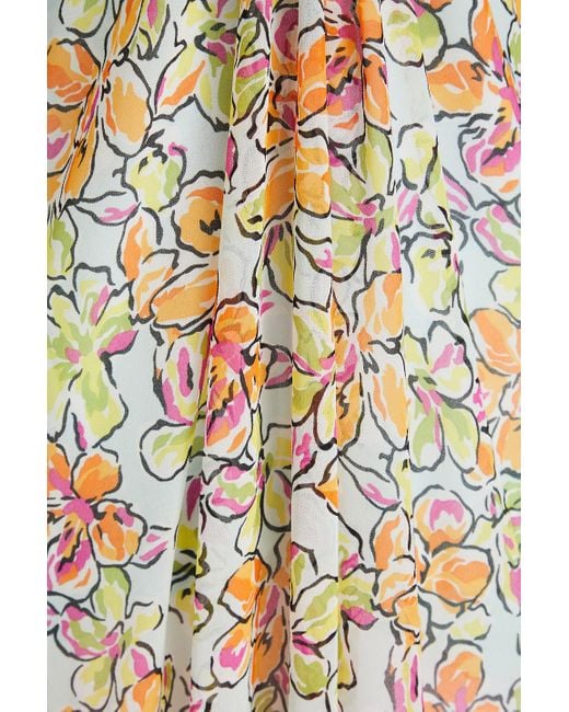 Maje Natural Cutout Floral-print Georgette Maxi Dress