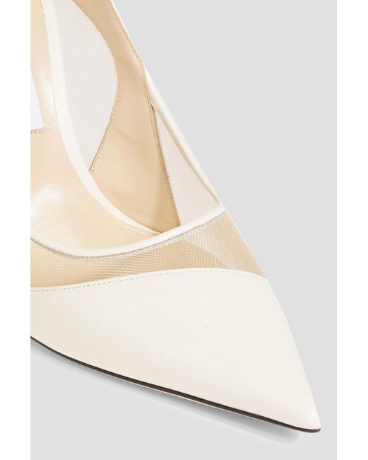 Jimmy Choo White Love 100 Mesh And Leather Pumps