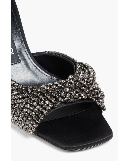 Sergio Rossi Black Crystal-Embellished Twisted Satin Mules