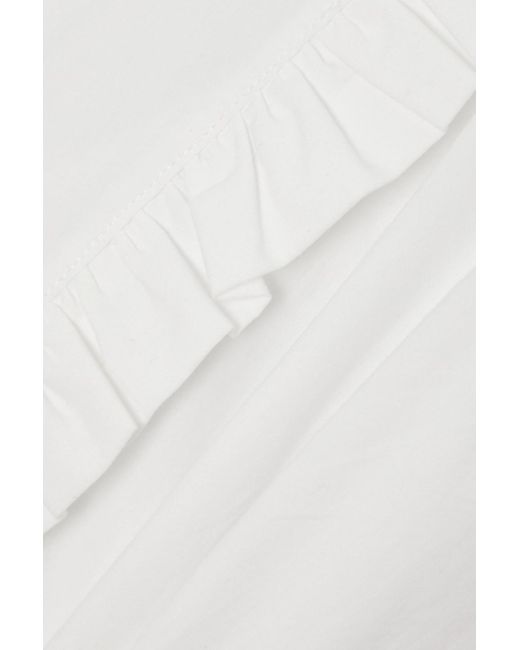 See By Chloé White Minikleid aus baumwoll-jersey mit popeline-einsatz und rüschen