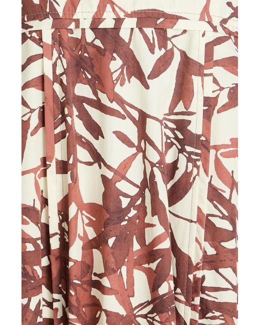 Brunello Cucinelli White Printed Cotton-Poplin Maxi Dress