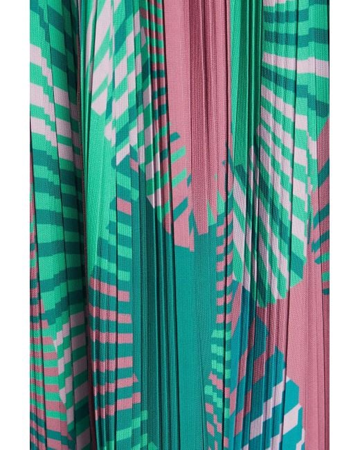 Ba&sh Green Open-back Printed Crepon Maxi Dress