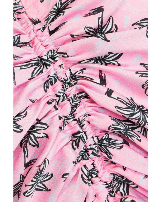 Maje Pink Cropped Printed Satin Top