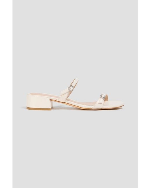 Stuart Weitzman White Ginger Leather Mules