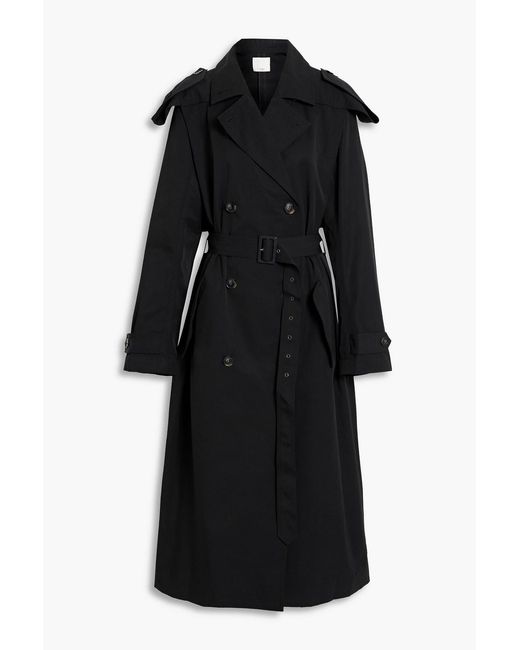 Tibi Black Cotton-blend Gabardine Trench Coat