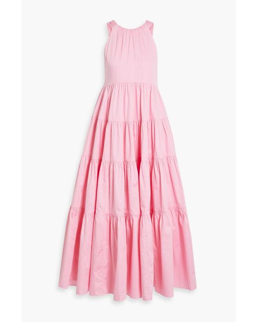 Aje. Pink Marguerite Tiered Cotton-poplin Maxi Dress