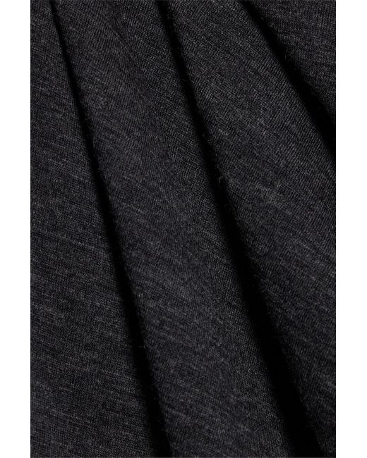 Brunello Cucinelli Black Wrap-effect Bead-embellished Stretch-wool Jersey Midi Dress