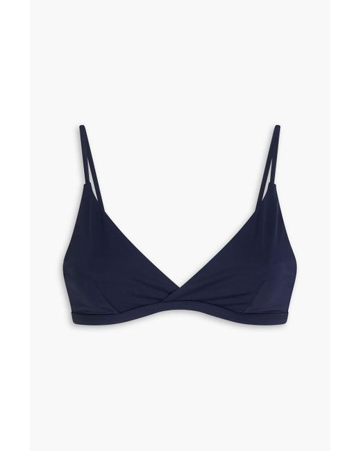 Onia Blue Splice Triangle Bikini Top