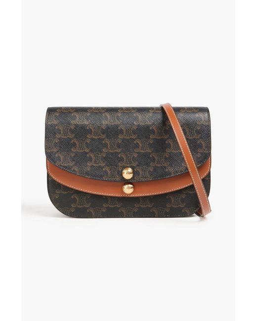 Céline Black Duo Printed Leather Shoulder Bag