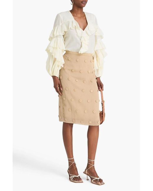 Zimmermann White Ruffled Cotton Blouse
