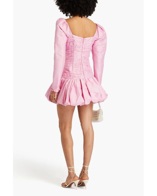 Aje. Pink Bijou minikleid aus taft mit falten und rüschen