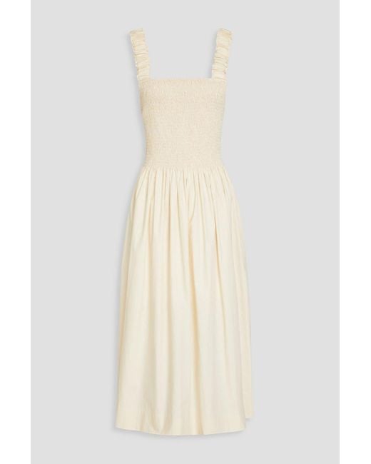 Three Graces London White Cordelia Cotton-poplin Midi Dress