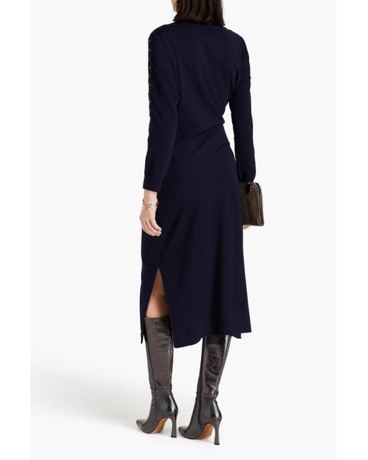 Altuzarra Blue Button-detailed Wool-blend Midi Dress