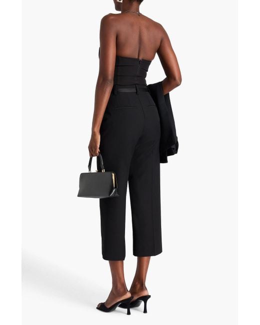 Anine Bing Black Louisa Cropped Wool-Twill Straight-Leg Pants