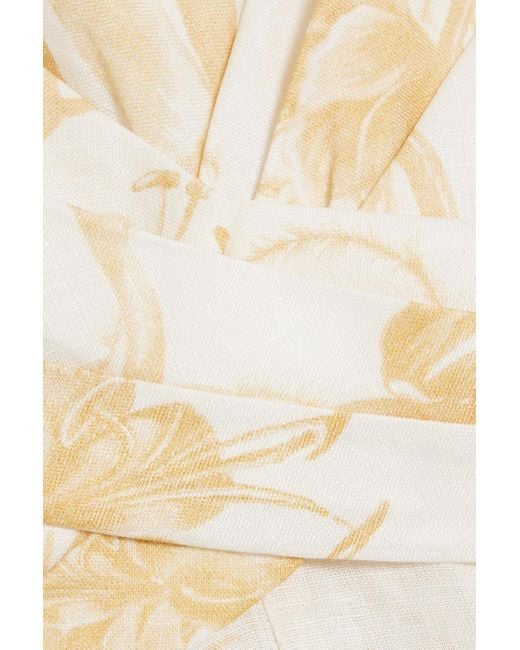 Zimmermann White Wrap-effect Floral-print Linen Wide-leg Jumpsuit