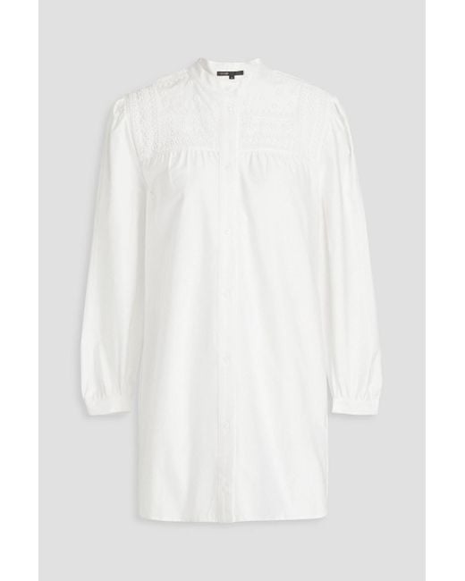 Maje White Hemdkleid aus baumwolle in midilänge mit zierperlen