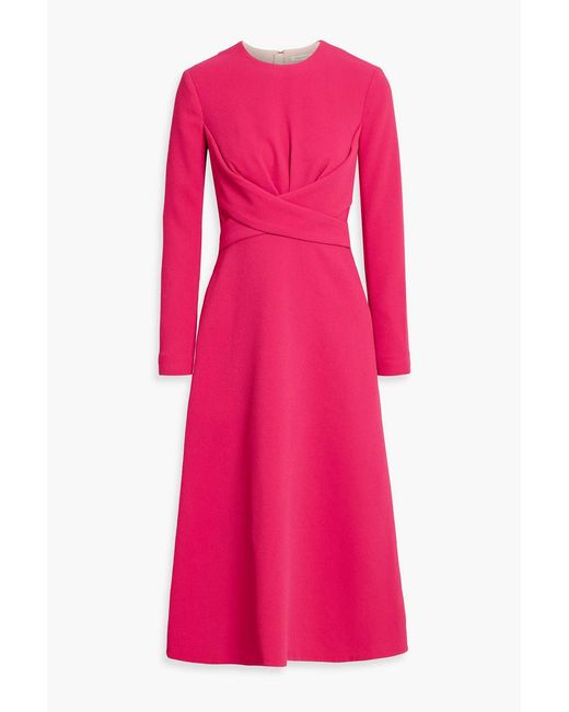 strapless open back dress Emilia Wickstead Light Pink Crepe Maxi Dress with Cape and Split Detai   Sellier