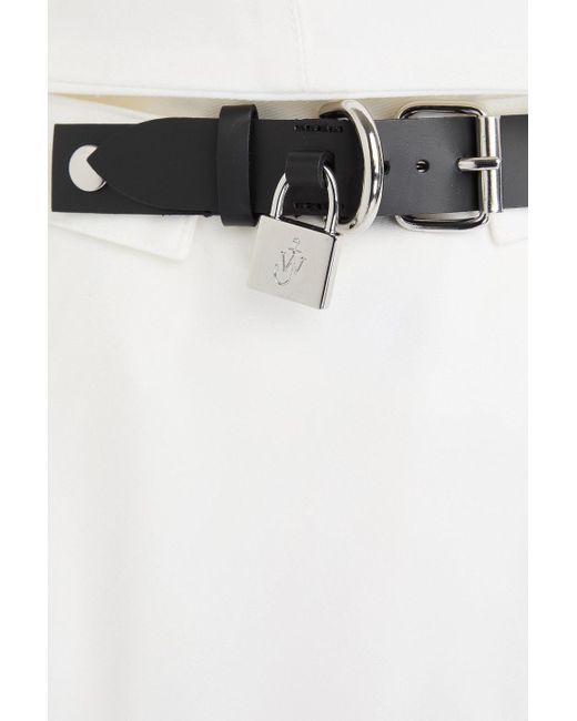 J.W. Anderson White Buckle-Embellished Draped Twill Tapered Pants