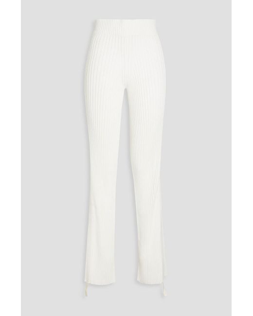 Dion Lee White Ribbed Cotton-blend Flared Pants