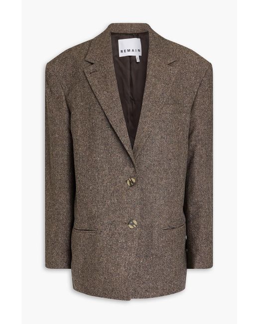 REMAIN Birger Christensen Brown Blazer aus donegal-tweed aus einer wollmischung