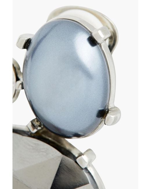 Kenneth Jay Lane Metallic Tone, Faux Pearl And Crystal Clip Earrings