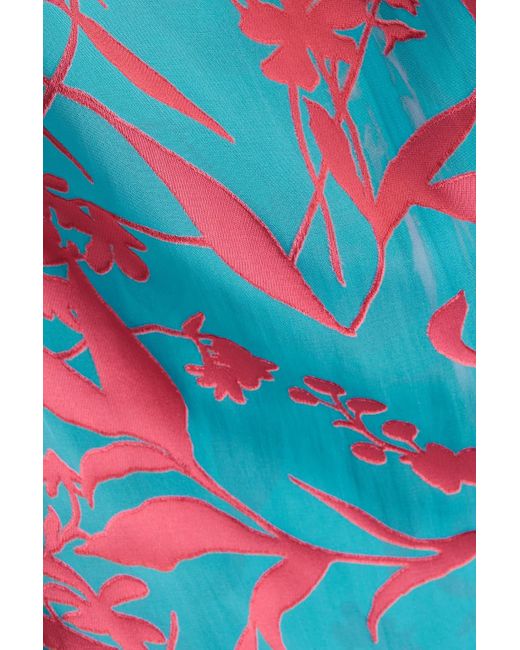 Magda Butrym Blue Draped Devoré-satin Maxi Dress