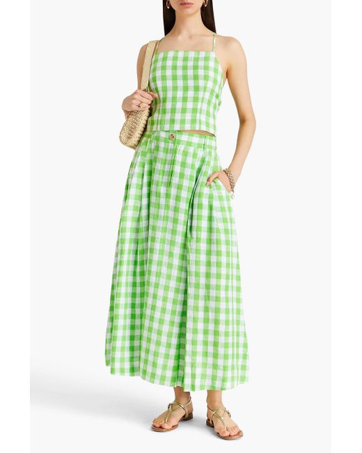 Mara Hoffman Green Carrie cropped oberteil aus hanf mit karomuster