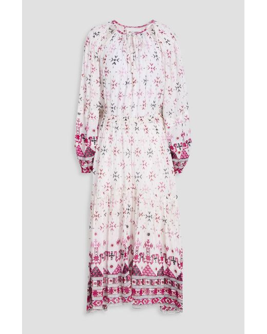 Isabel Marant Pink Fratela Metallic Printed Cotton-Blend Voile Midi Dress