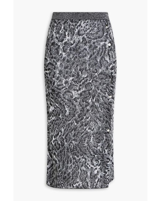 Rabanne Gray Button-detailed Metallic Jacquard-knit Skirt