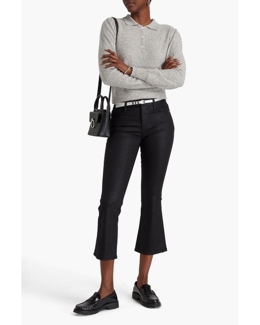 FRAME Black Le Crop Mini Boot Houndstooth High-rise Bootcut Jeans