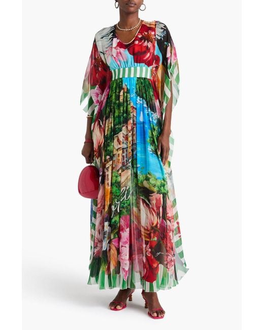 Dolce & Gabbana White Printed Silk-chiffon Maxi Dress