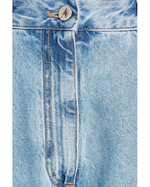 The Attico Blue Appliquéd High-rise Barrel-leg Jeans