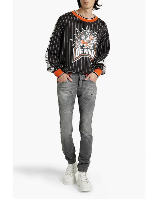 Dolce & Gabbana Black Printed French Cotton-terry Sweatshirt for men