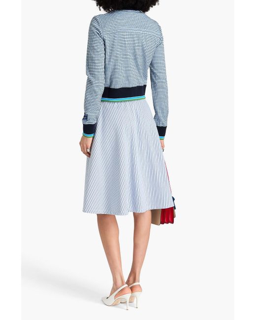 Marni Blue Checked Jacquard-Knit Track Jacket