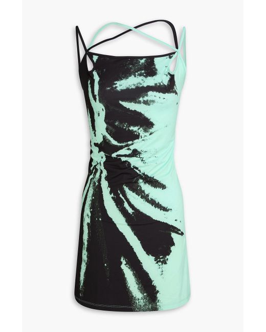 Ioannes Green Teardrop Printed Recycled Stretch-jersey Mini Dress