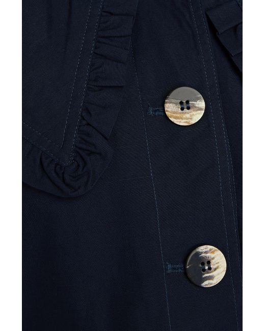 Ganni Blue Cotton And Linen-blend Jacket