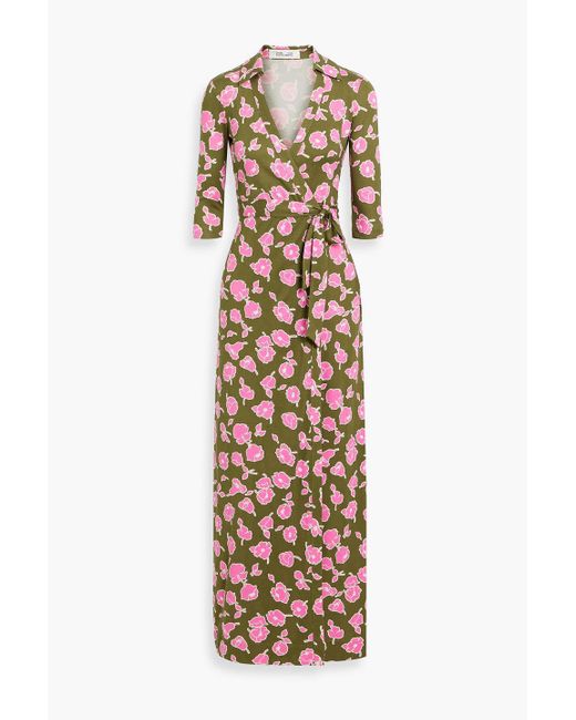 Diane von Furstenberg White Abigail maxi-wickelkleid aus seide mit floralem print