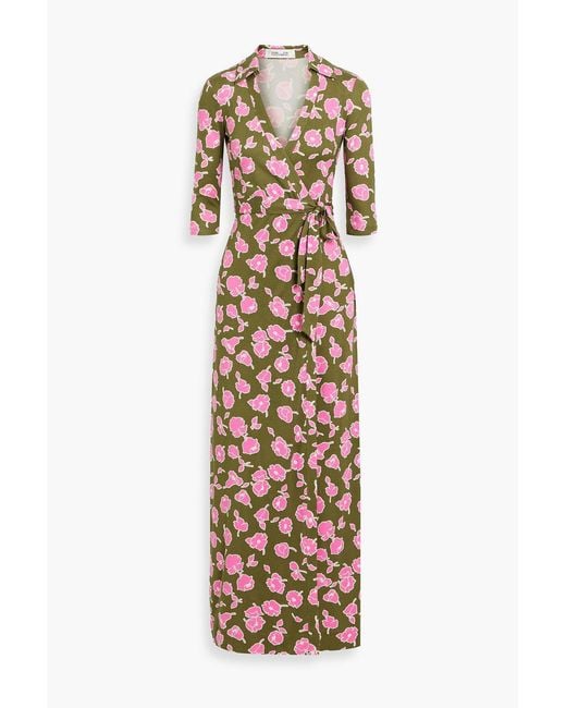 Diane von Furstenberg Abigail Floral-Print Silk Maxi Wrap Dress in White |  Lyst Australia