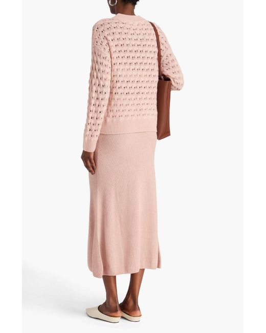 NAADAM Pink Ribbed Wool And Cashmere-Blend Midi Skirt