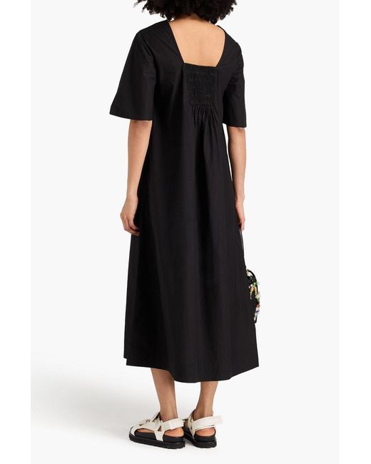 Ganni Black Cotton-poplin Midi Dress