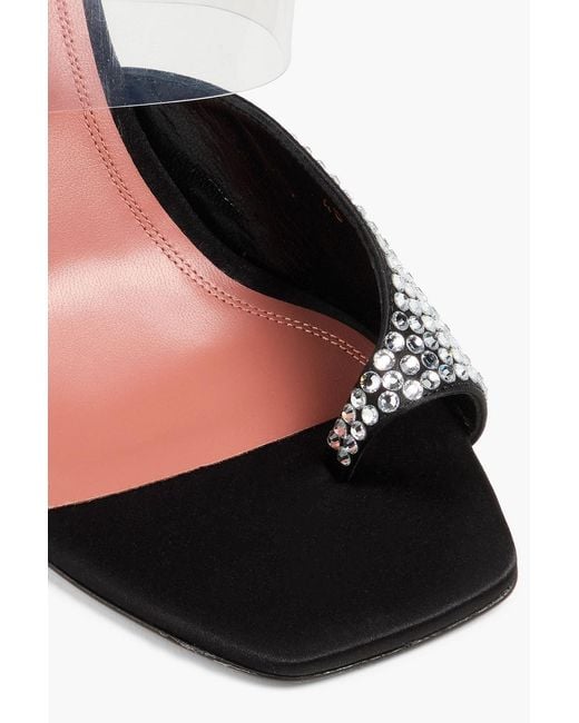 AMINA MUADDI Black Paloma Crystal-embellished Satin And Pvc Mules