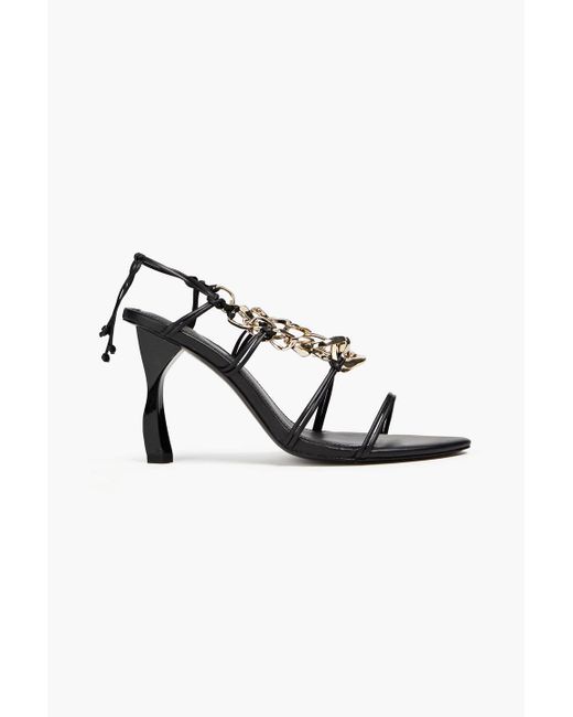 Aje. Black Astrid Chain-embellished Leather Sandals