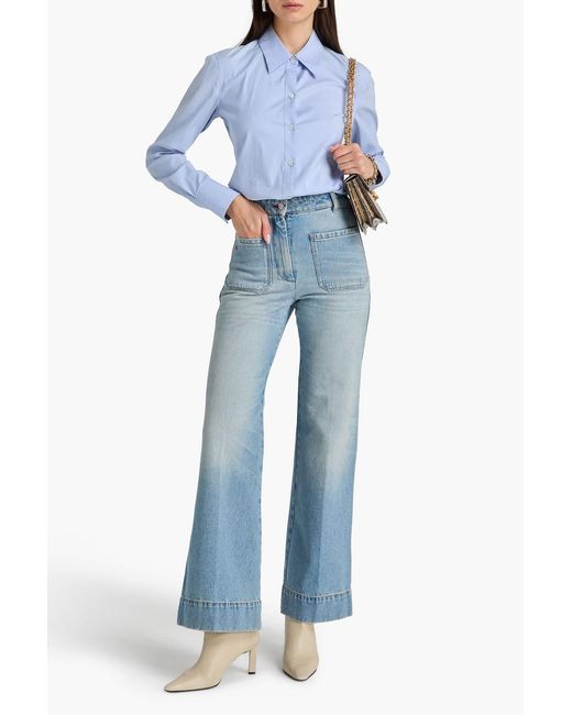 Victoria Beckham Blue High-Rise Flared Jeans