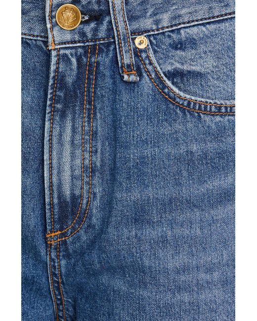 Rag & Bone Blue Logan hoch sitzende jeans mit weitem bein in distressed-optik