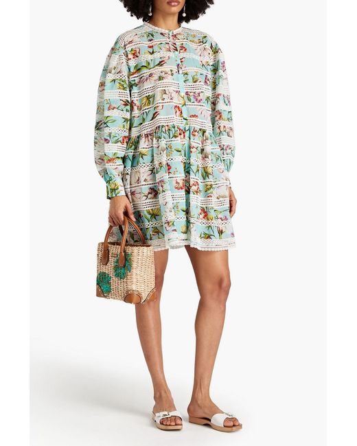 Dolce & Gabbana Blue Floral-print Cotton Shirt Dress