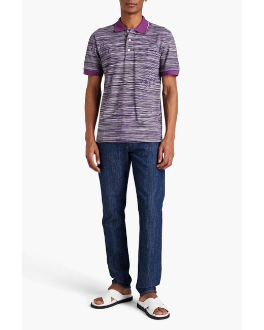 Missoni Purple Space-dyed Cotton Polo Shirt for men