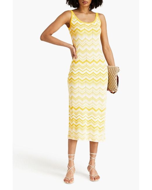 Missoni Yellow Crochet-knit Midi Dress