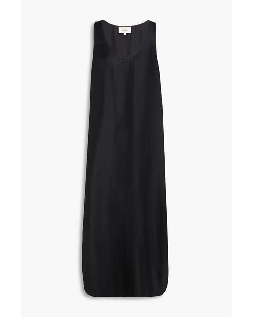 Loulou de Saison Black Nada Silk-twill Midi Dress