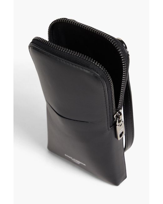 Dolce & Gabbana Black Leather Phone Pouch for men