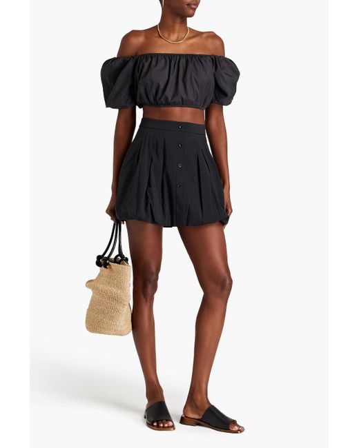 Jonathan Simkhai Black Smyth Gathered Cotton-blend Poplin Mini Skirt